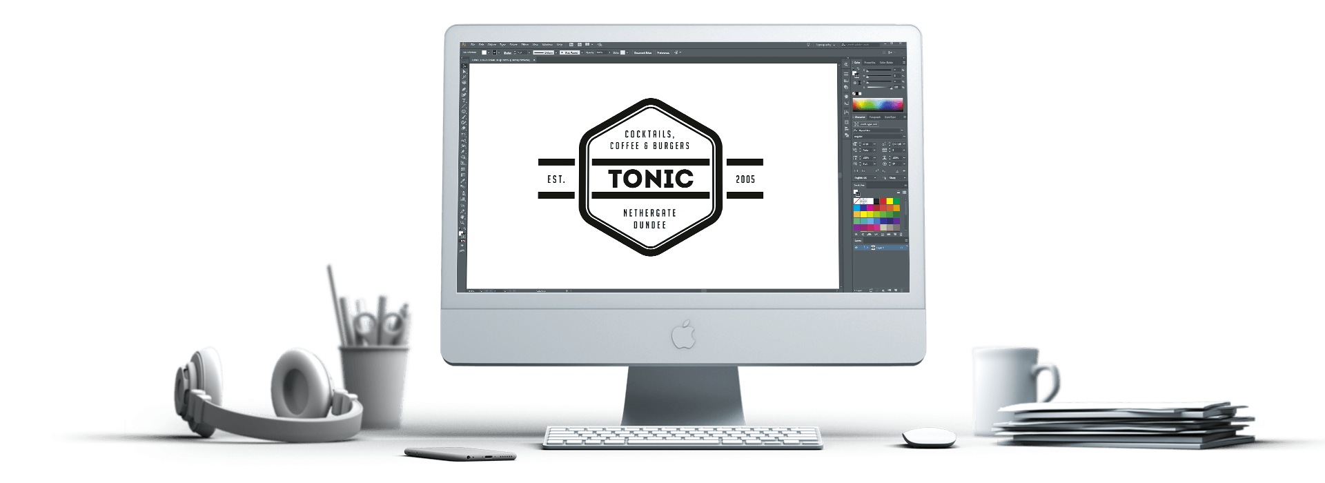 Tonic Dundee logo on iMac screen