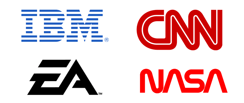 IBM logo, EA logo, CNN logo, NASA logo