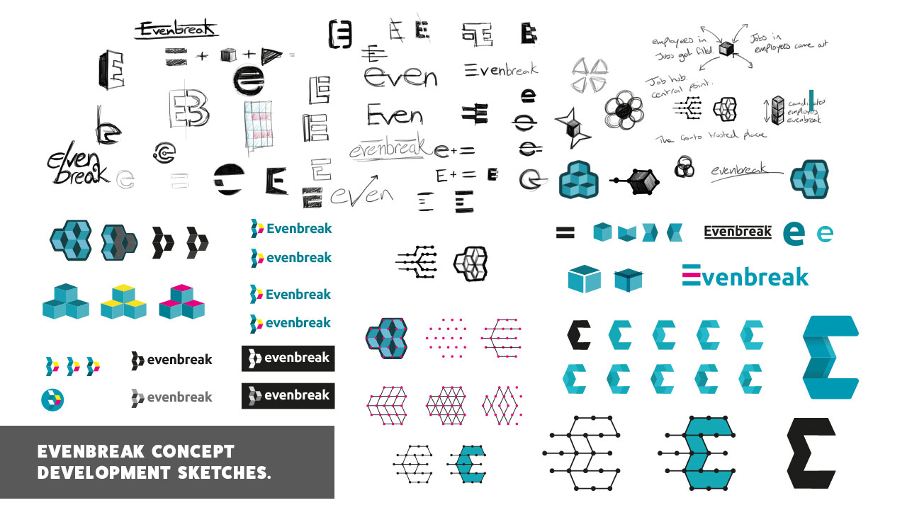 Evenbreak logo concept sketches