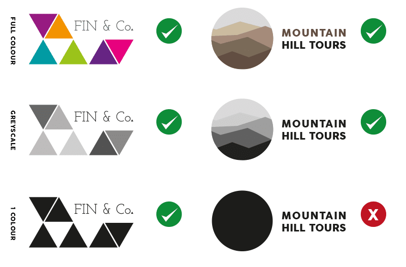 Examples of logo using full colour and 1 colour