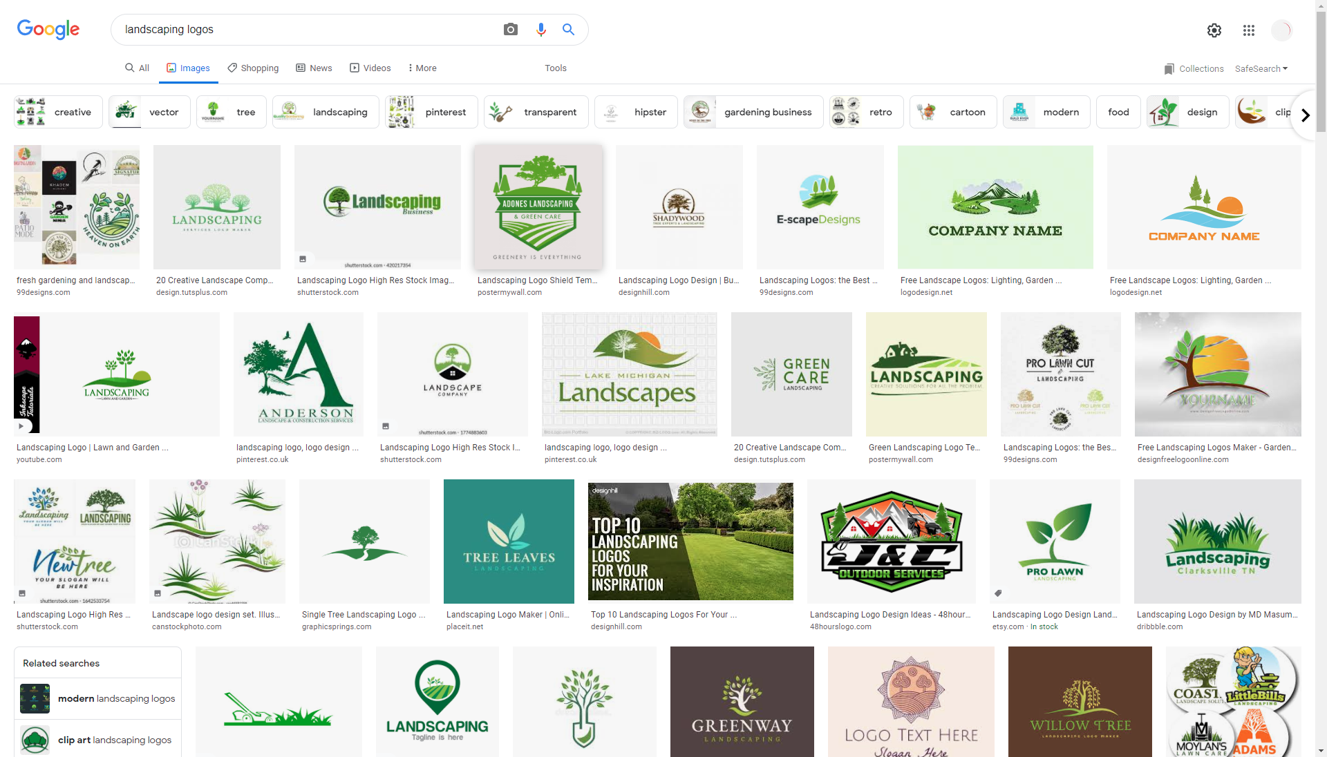 Landscaping logo search results